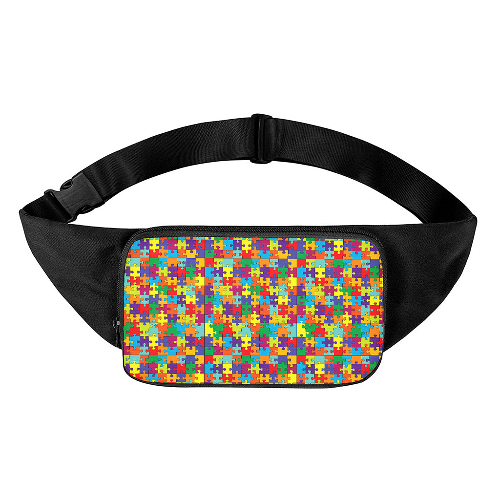 Colorful Autism Awareness Puzzle Print Waist Bag