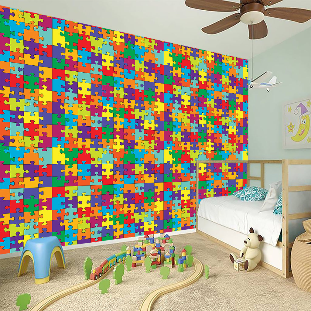 Colorful Autism Awareness Puzzle Print Wall Sticker