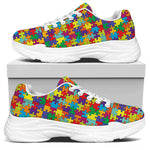 Colorful Autism Awareness Puzzle Print White Chunky Shoes