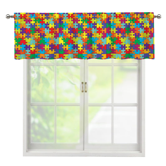 Colorful Autism Awareness Puzzle Print Window Valance
