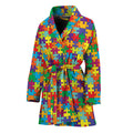 Colorful Autism Awareness Puzzle Print Women's Bathrobe