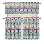 Colorful Aztec Geometric Pattern Print 3 Piece Kitchen Curtains