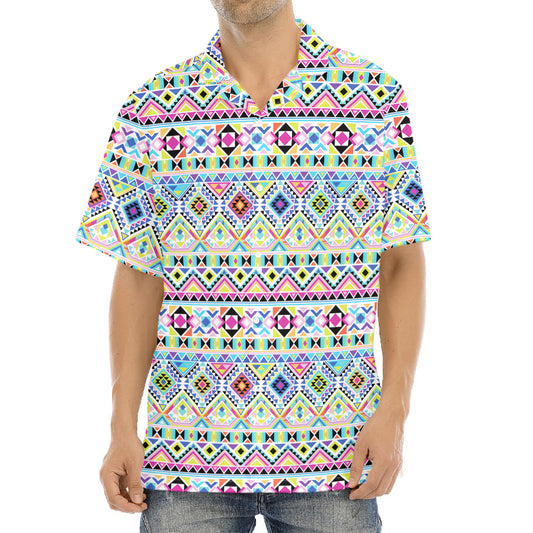 Colorful Aztec Geometric Pattern Print Aloha Shirt