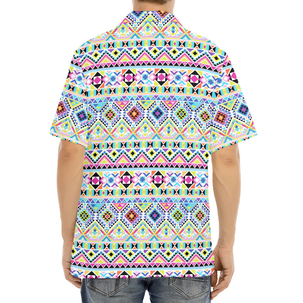 Colorful Aztec Geometric Pattern Print Aloha Shirt
