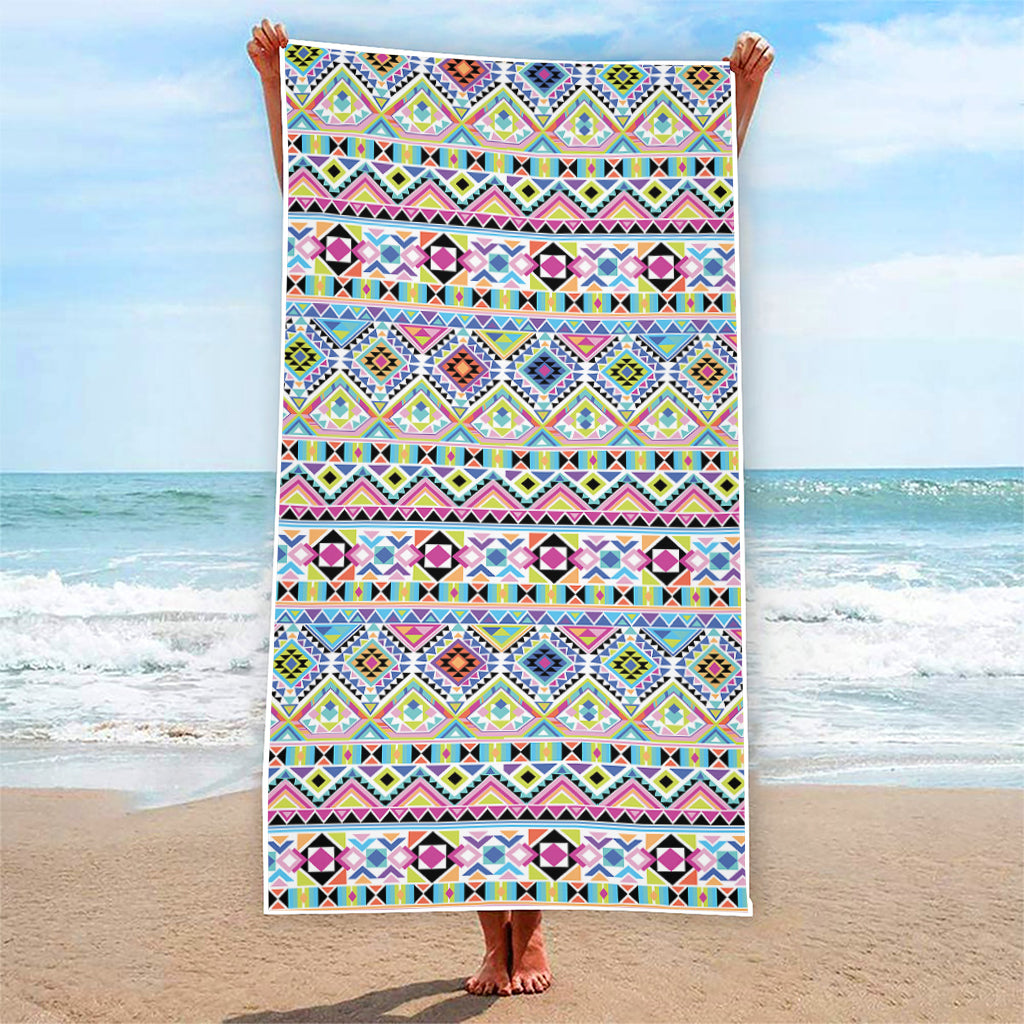 Colorful Aztec Geometric Pattern Print Beach Towel