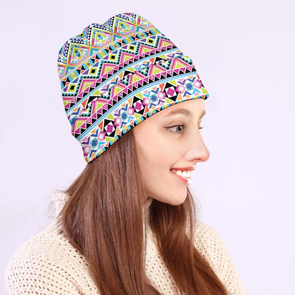 Colorful Aztec Geometric Pattern Print Beanie