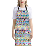 Colorful Aztec Geometric Pattern Print Bib Apron With Pocket