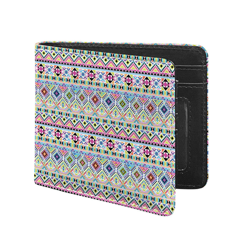 Colorful Aztec Geometric Pattern Print Bifold Wallet