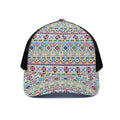 Colorful Aztec Geometric Pattern Print Black Mesh Trucker Hat