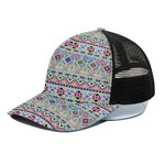 Colorful Aztec Geometric Pattern Print Black Mesh Trucker Cap
