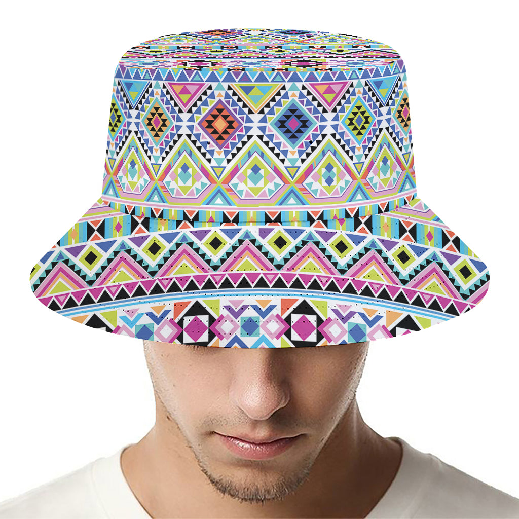 Colorful Aztec Geometric Pattern Print Bucket Hat