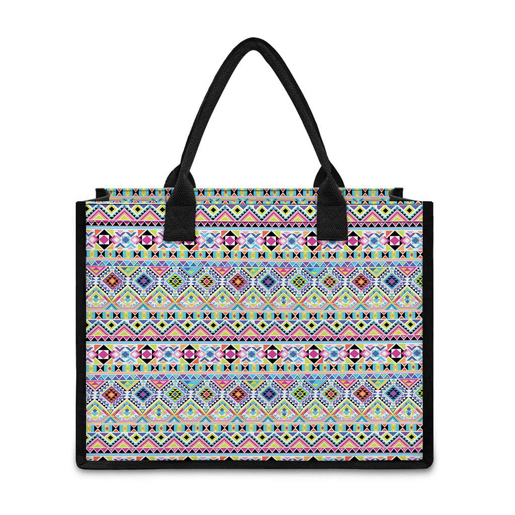 Colorful Aztec Geometric Pattern Print Canvas Tote Bag