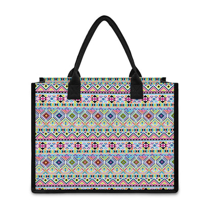 Colorful Aztec Geometric Pattern Print Canvas Tote Bag
