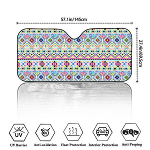 Colorful Aztec Geometric Pattern Print Car Windshield Sun Shade