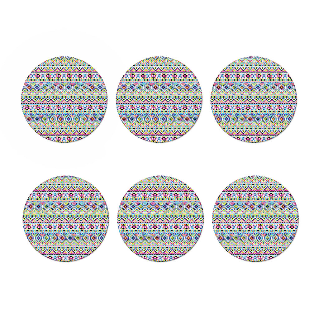 Colorful Aztec Geometric Pattern Print Coaster Set