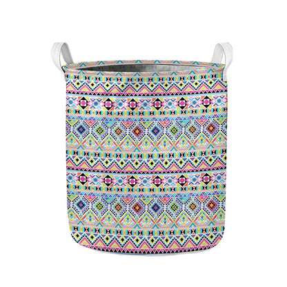 Colorful Aztec Geometric Pattern Print Collapsible Laundry Basket
