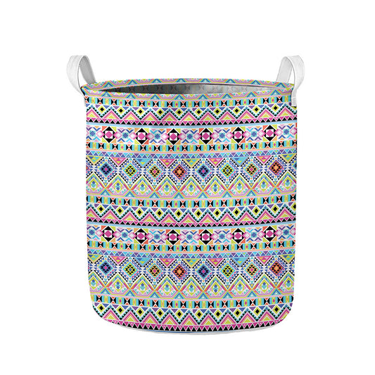 Colorful Aztec Geometric Pattern Print Collapsible Laundry Basket