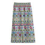 Colorful Aztec Geometric Pattern Print Cotton Front Slit Maxi Skirt