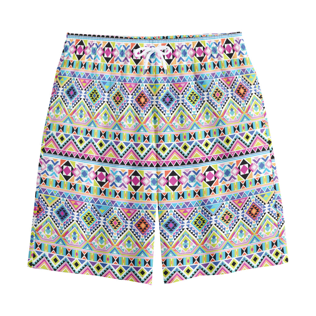Colorful Aztec Geometric Pattern Print Cotton Shorts