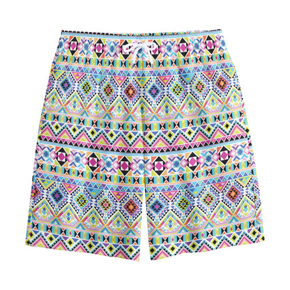 Colorful Aztec Geometric Pattern Print Cotton Shorts