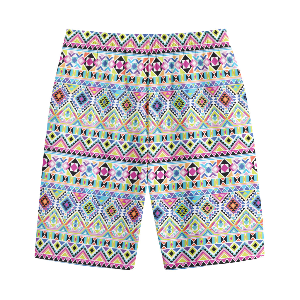 Colorful Aztec Geometric Pattern Print Cotton Shorts
