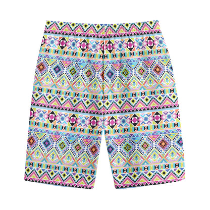 Colorful Aztec Geometric Pattern Print Cotton Shorts