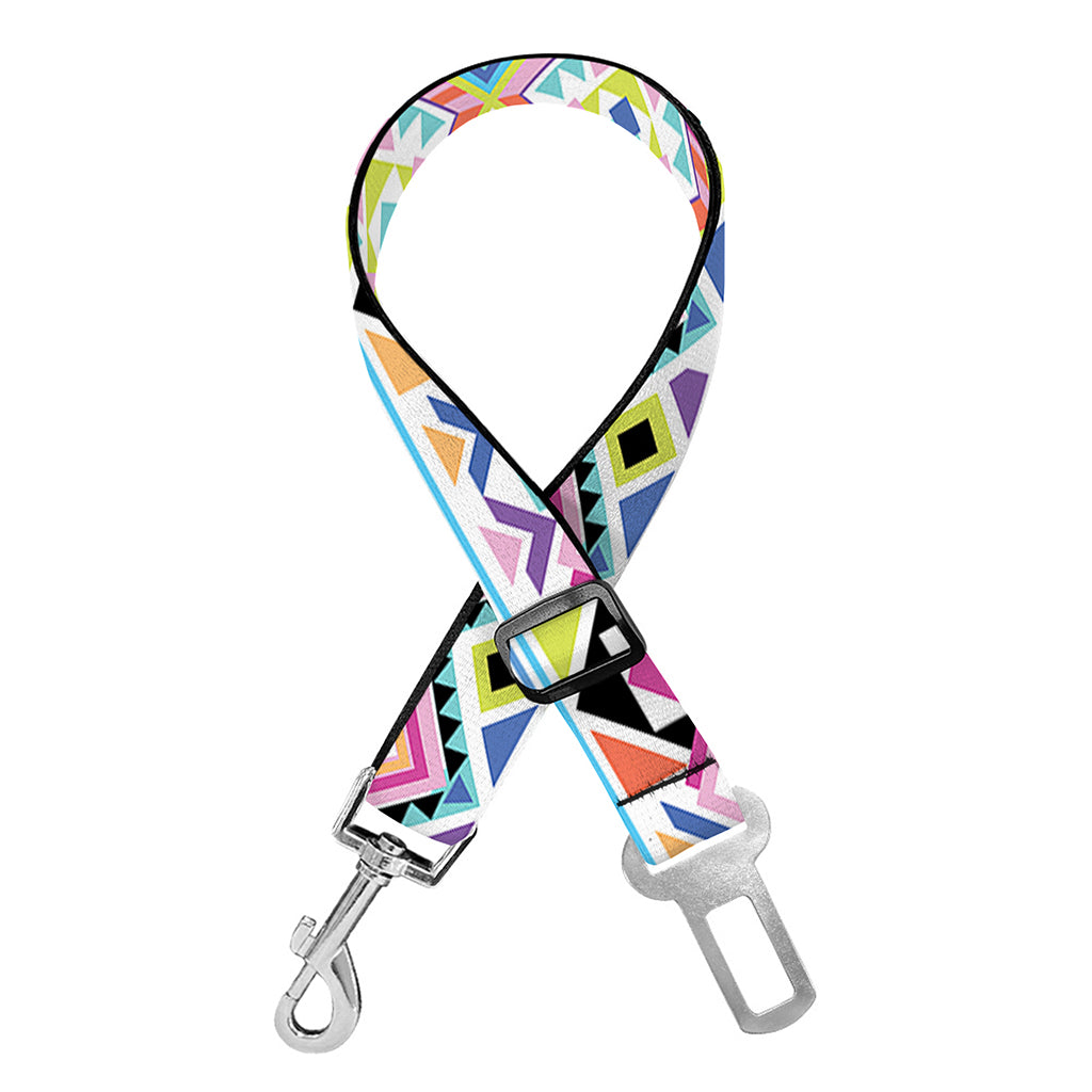 Colorful Aztec Geometric Pattern Print Dog Seat Belt
