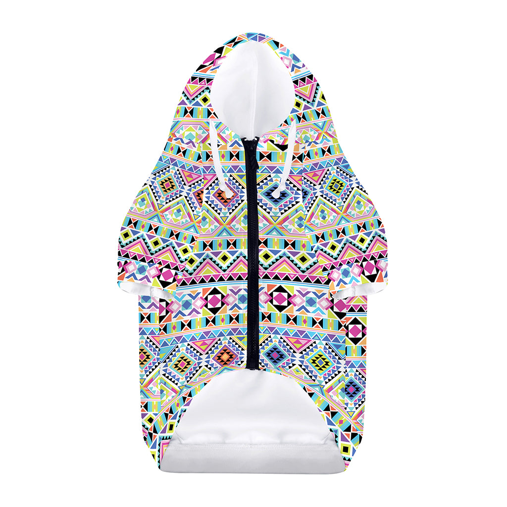 Colorful Aztec Geometric Pattern Print Dog Zip Up Hoodie