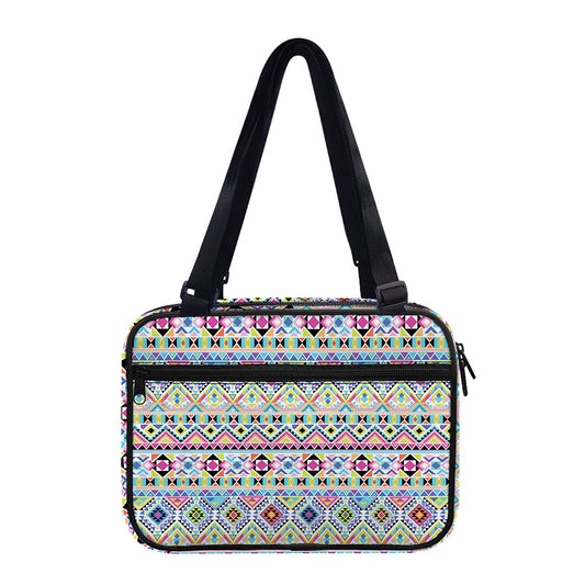 Colorful Aztec Geometric Pattern Print Double Strap Bible Bag