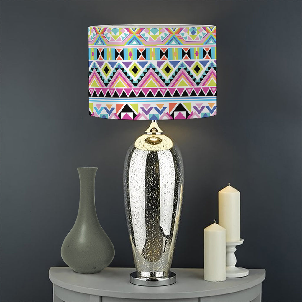 Colorful Aztec Geometric Pattern Print Drum Lamp Shade