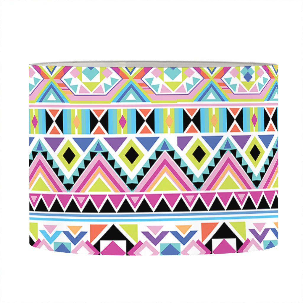 Colorful Aztec Geometric Pattern Print Drum Lamp Shade