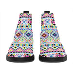 Colorful Aztec Geometric Pattern Print Flat Ankle Boots