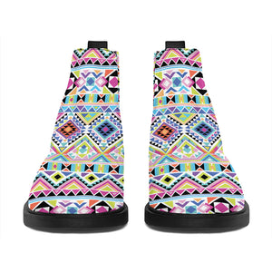 Colorful Aztec Geometric Pattern Print Flat Ankle Boots