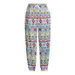 Colorful Aztec Geometric Pattern Print Fleece Lined Knit Pants