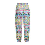 Colorful Aztec Geometric Pattern Print Fleece Lined Knit Pants
