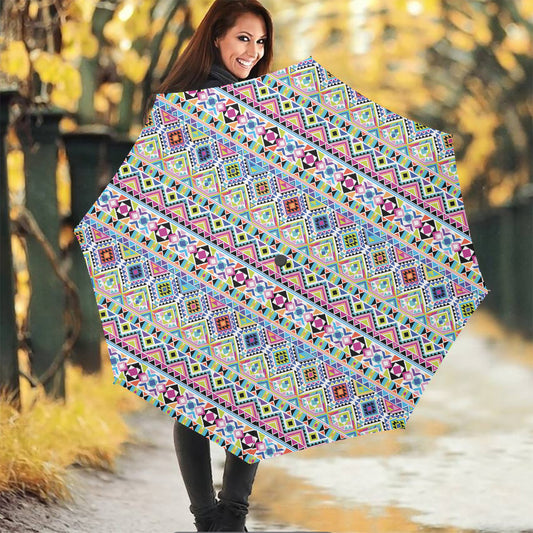 Colorful Aztec Geometric Pattern Print Foldable Umbrella