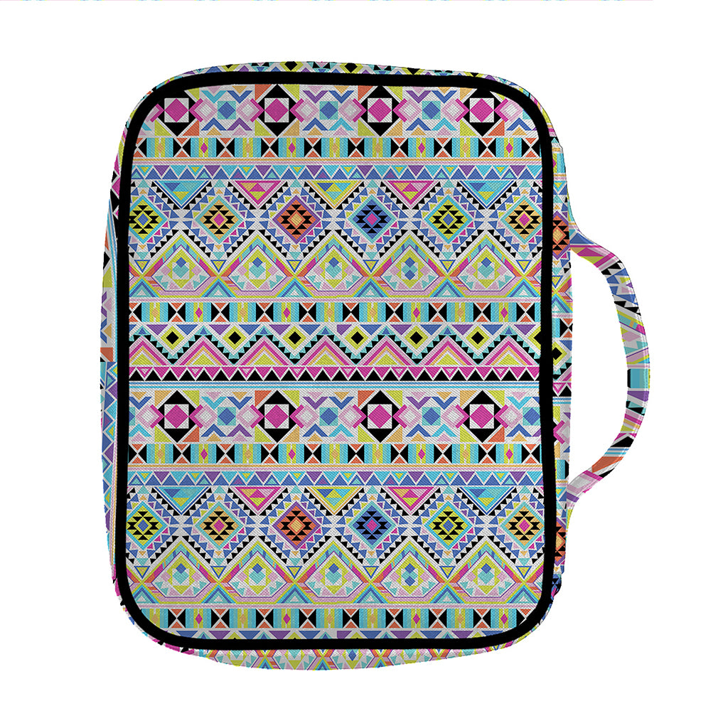 Colorful Aztec Geometric Pattern Print Front Pocket Bible Bag