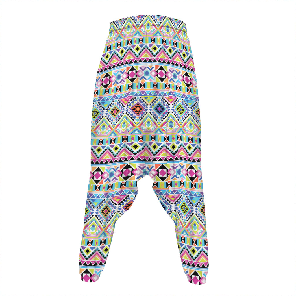 Colorful Aztec Geometric Pattern Print Hammer Pants