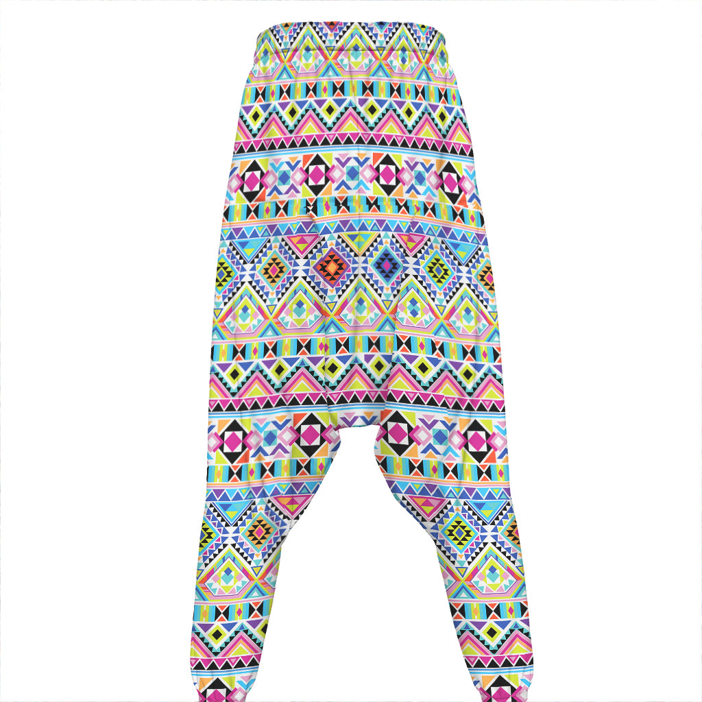 Colorful Aztec Geometric Pattern Print Hammer Pants