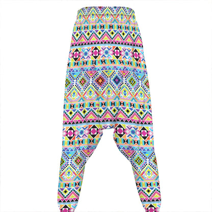 Colorful Aztec Geometric Pattern Print Hammer Pants