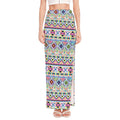 Colorful Aztec Geometric Pattern Print High Slit Maxi Skirt