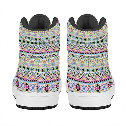 Colorful Aztec Geometric Pattern Print High Top Leather Sneakers