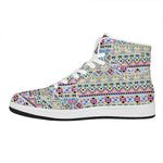 Colorful Aztec Geometric Pattern Print High Top Leather Sneakers