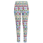 Colorful Aztec Geometric Pattern Print High-Waisted Pocket Leggings