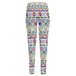 Colorful Aztec Geometric Pattern Print High-Waisted Pocket Leggings