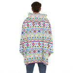 Colorful Aztec Geometric Pattern Print Hoodie Blanket