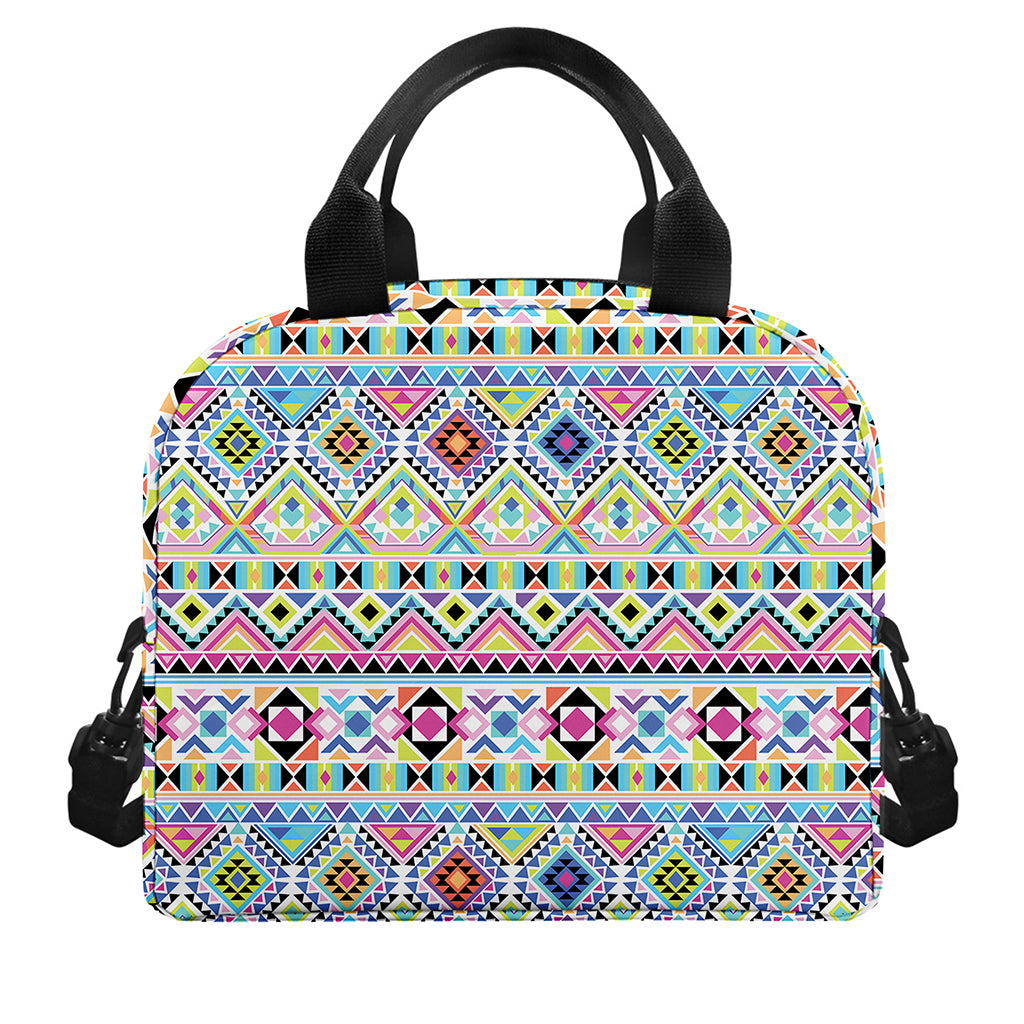 Colorful Aztec Geometric Pattern Print Insulated Lunch Bag