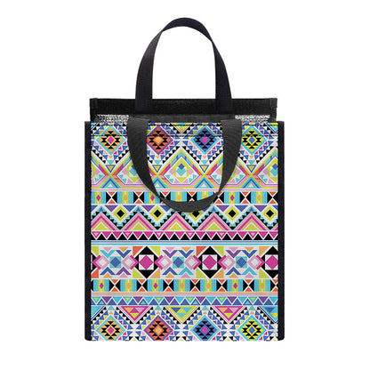 Colorful Aztec Geometric Pattern Print Insulated Lunch Tote