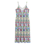 Colorful Aztec Geometric Pattern Print Jersey Midi Cami Dress