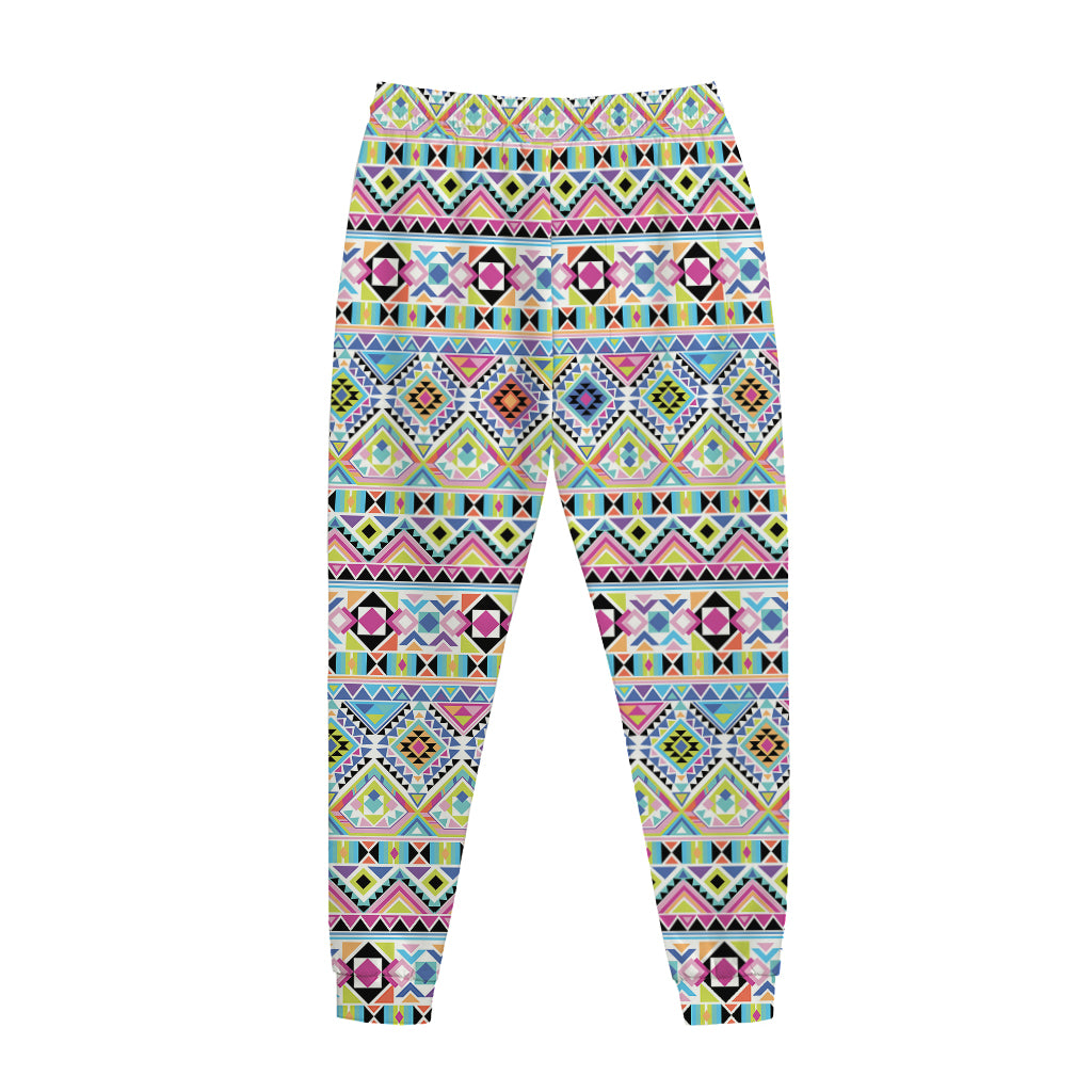 Colorful Aztec Geometric Pattern Print Jogger Pants